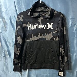 Hurley Men's Black and Gray Camouflage Hoodie